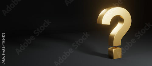 Gold Question Mark 3D Render with Space for Text