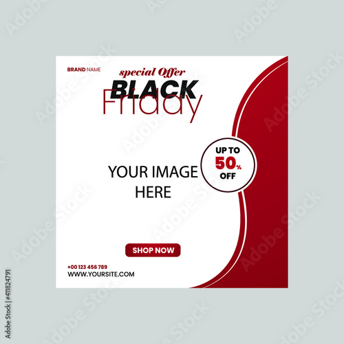 Black friday social media red & black simple design
