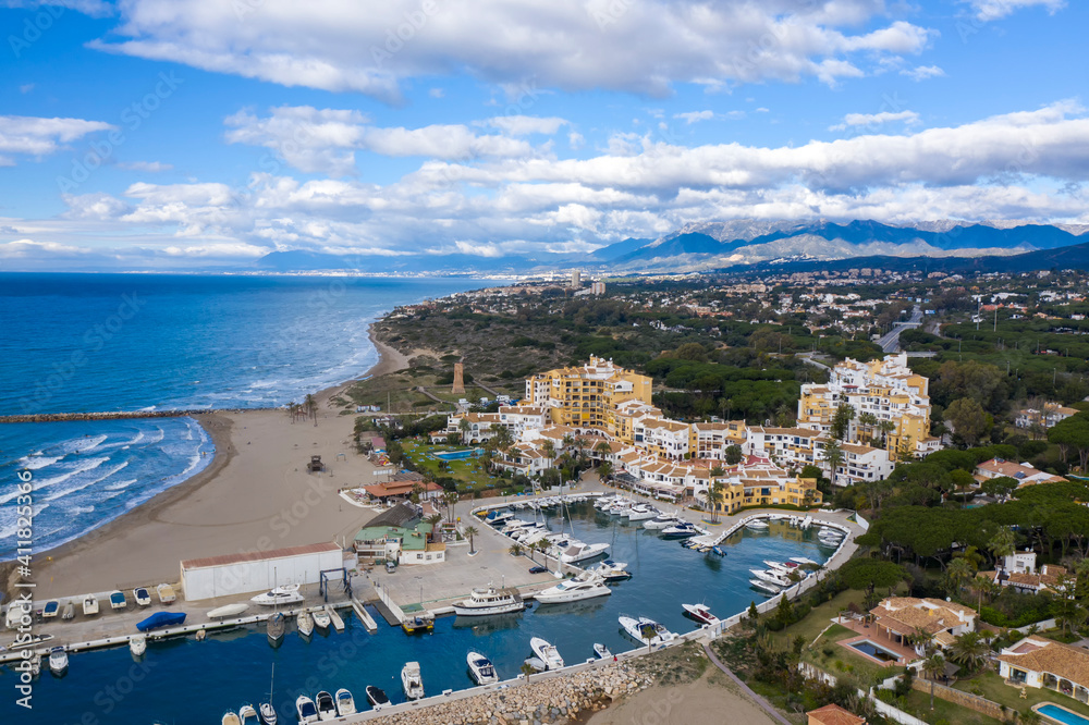 vista del puerto de Cabopino en Marbella, España Stock Photo | Adobe Stock
