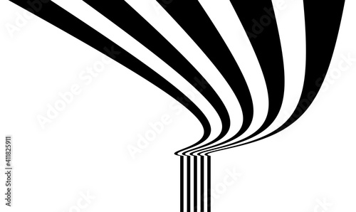 3D black and white lines in perspective with abstract vector background, linear perspective illustration op art.