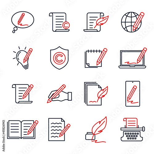 Set of Copyrighting icons. copywriting pack symbol template for graphic and web design collection logo vector illustration