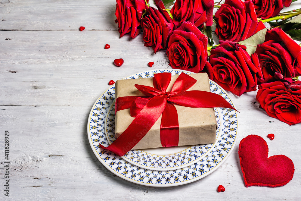 Romantic dinner table. Love concept for Valentine's or mother's day, wedding cutlery Romantic dinner table. Love concept for Valentine's or mother's day, wedding cutlery