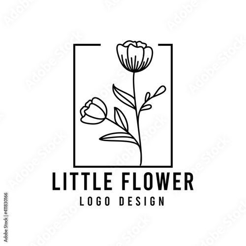 Flower line logo icon vector template.