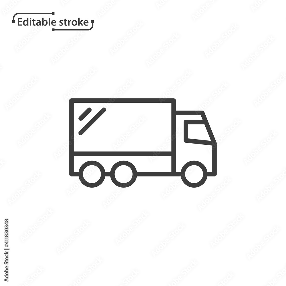 Truck line vector icon. Editable stroke. 