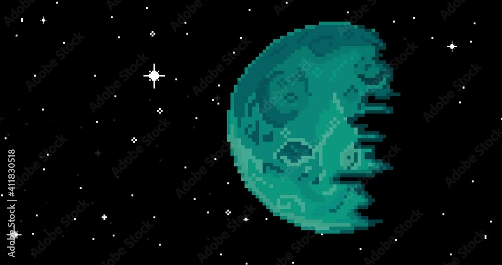 Pixel art space animation. Planet, stars, space. Pixel art 8 bit vector ...