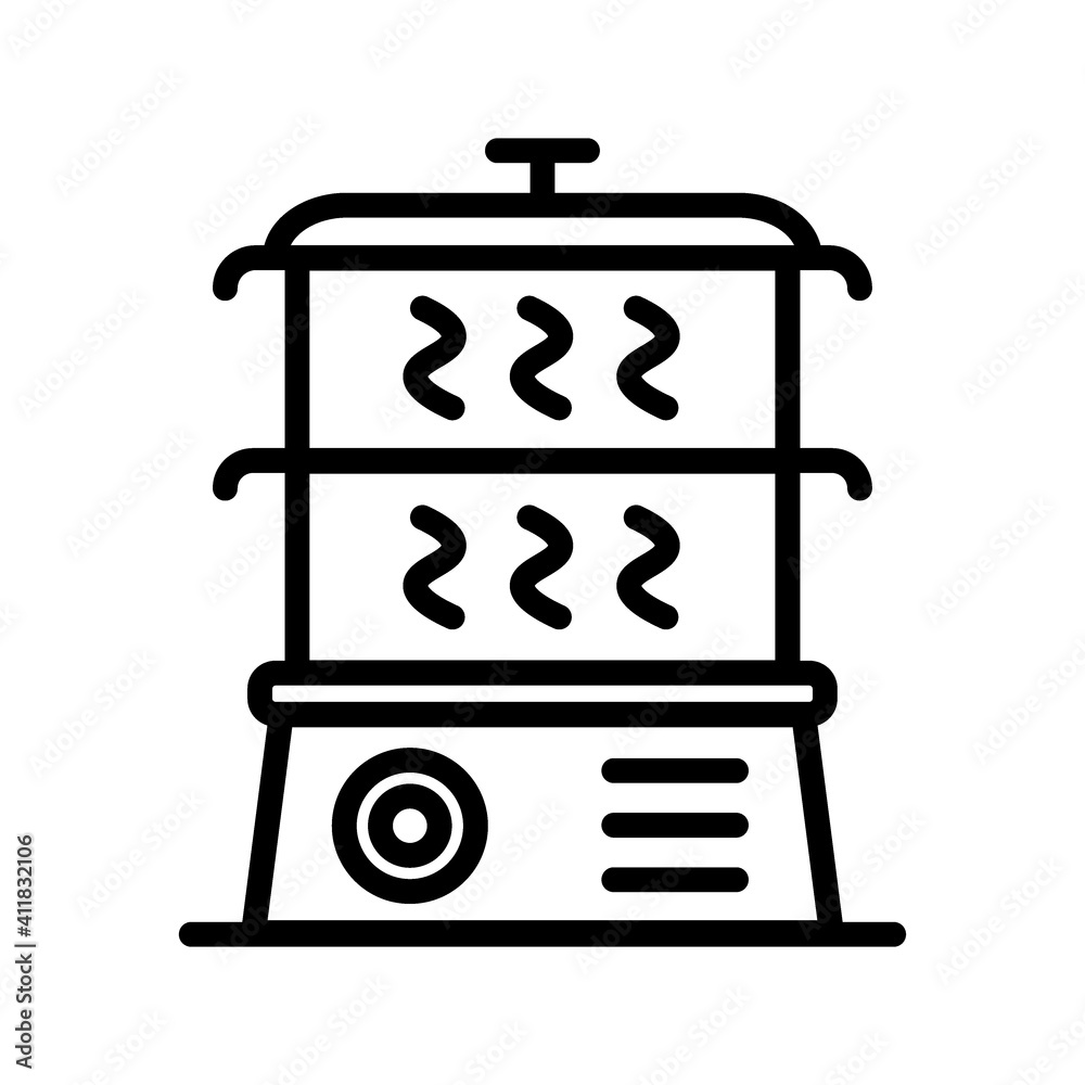 Steamer outline icon. Vector steamer icons on white background Steamer outline icon. Vector steamer icons on white background