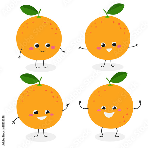 Grapefruit cartoon character emoticon set vector illustration