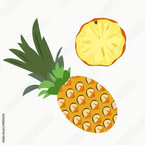 Pineapple whole and cut off