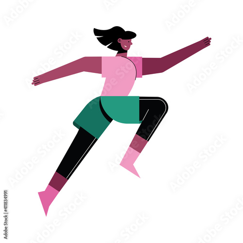 afro woman athlete running character
