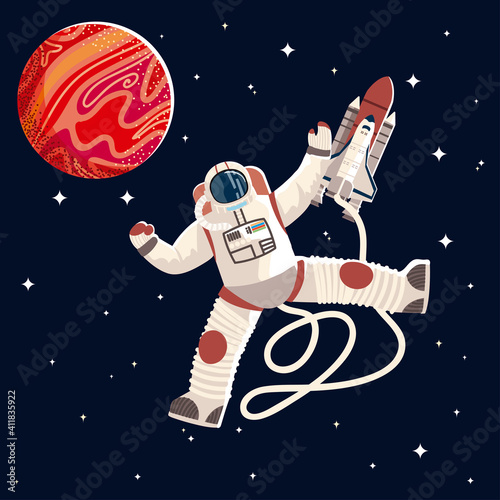 astronaut in suit and helmet uniform space exploration