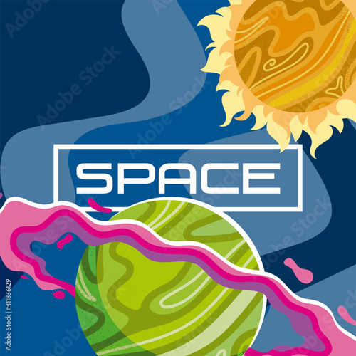 space saturn planet sun cosmos abstract design background