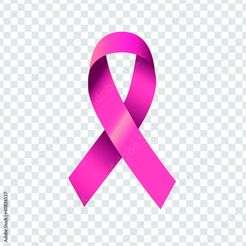 Emblem of breast cancer. Image of the pink bow. Editable vector.