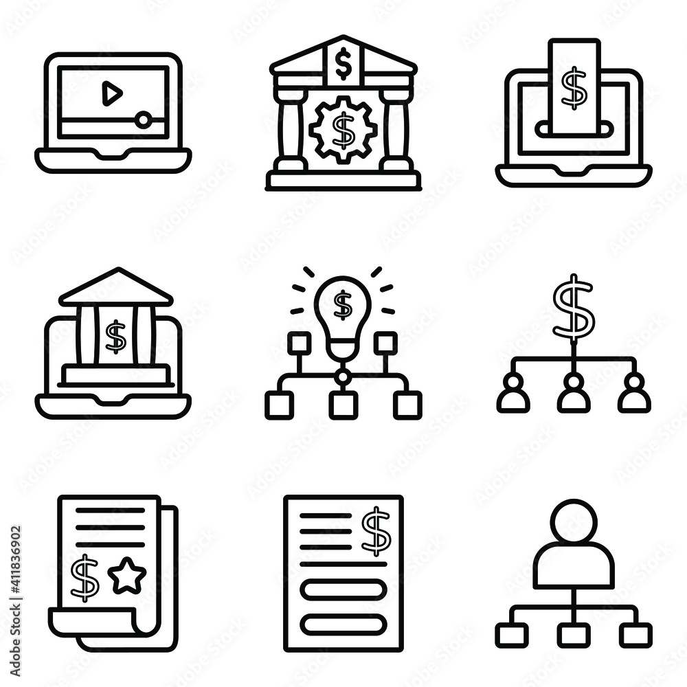 Banking and Document Linear Icons Pack Banking and Document Linear Icons Pack
