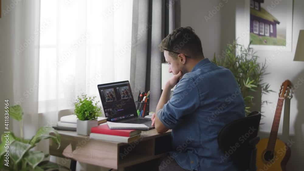 Young editor works at home during quarantine Young editor works at home during quarantine