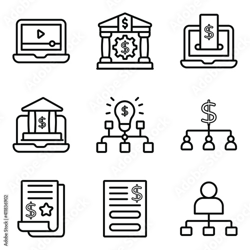 Banking and Document Linear Icons Pack 