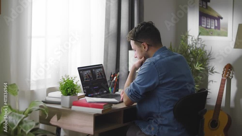 Young editor works at home during quarantine