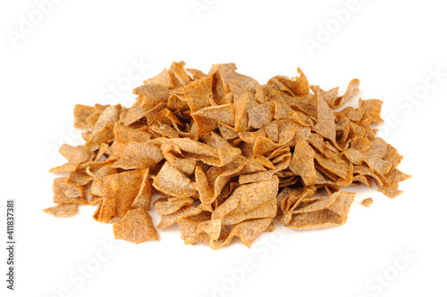 Pile of Ragi Chips Isolated on White Background