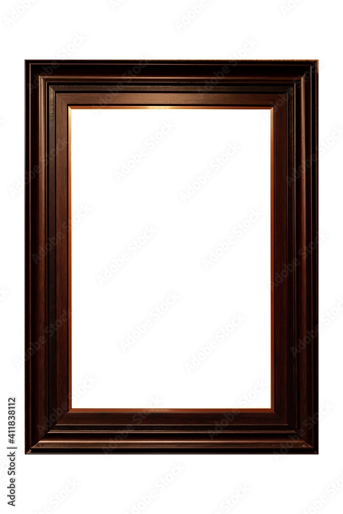 Dark brown wooden picture frame isolated on a white background Dark brown wooden picture frame isolated on a white background