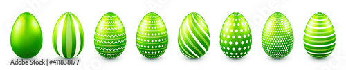 Colorful Easter eggs isolated on white background. Seasonal spring decoration element. Egg hunt game. Vector illustration.