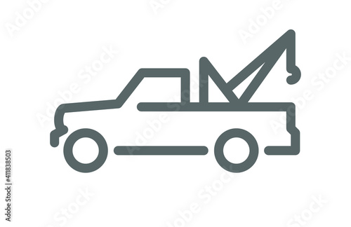Icon, line silhouette of wrecker, tow car outline