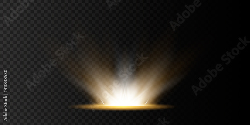 Light highlight yellow special effect with rays of light and magic sparkles. Sun Ray . Glow transparent vector light effect set,