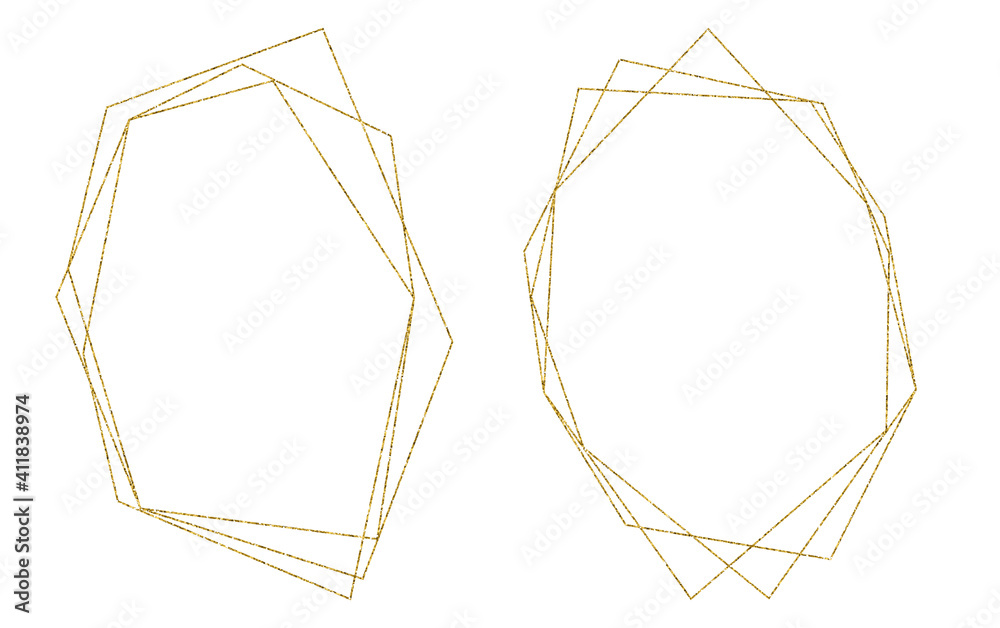 Obraz Gold shiny vintage frame with shadows isolated on white background. Golden luxury realistic rectangle border. . High quality photo