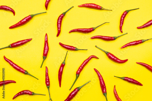 Res Chilli on yellow background
