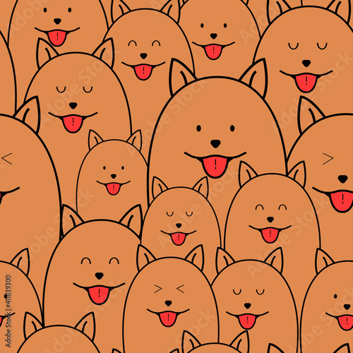 Pattern background cute animal wolve brown color vector illustration.
