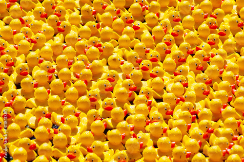 full frame shot of yellow rubber ducks