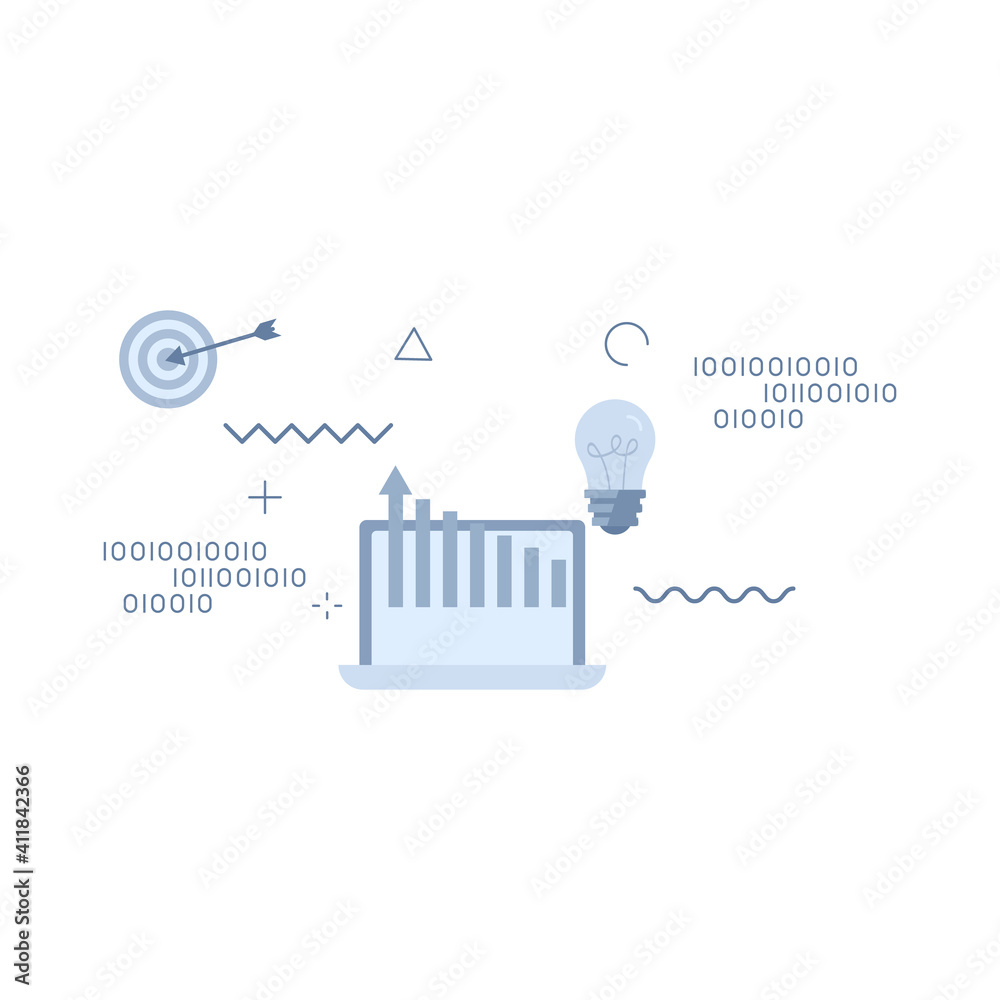 Obraz premium Laptop with graph icon concepts. vector illustration.