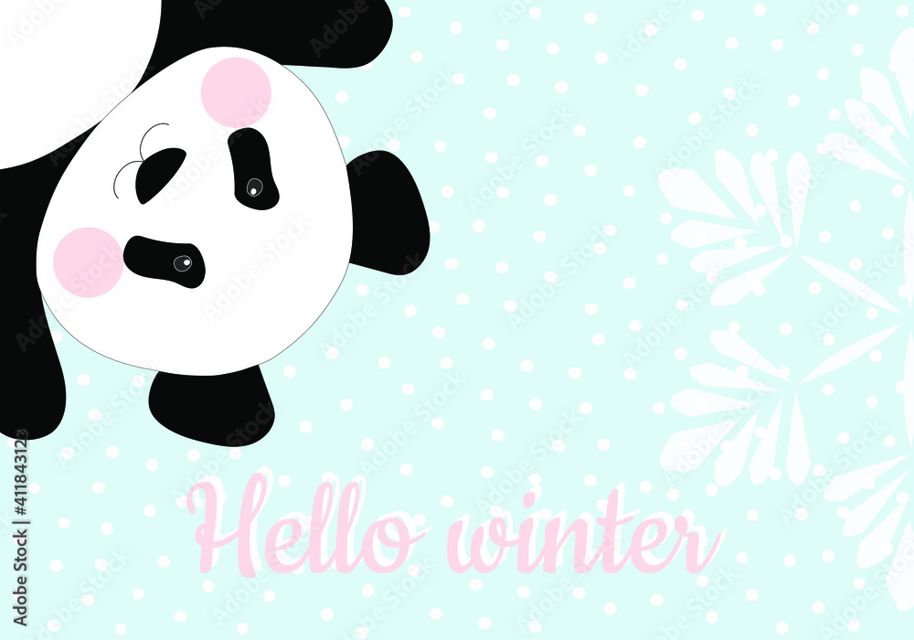 Cute card with a giant Chinese panda and the phrase Cute card with a giant Chinese panda and the phrase