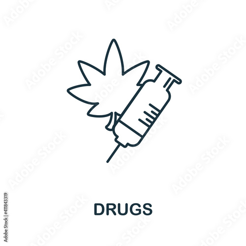 Drugs icon. Simple illustration from biohacking collection. Creative Drugs icon for web design, templates, infographics