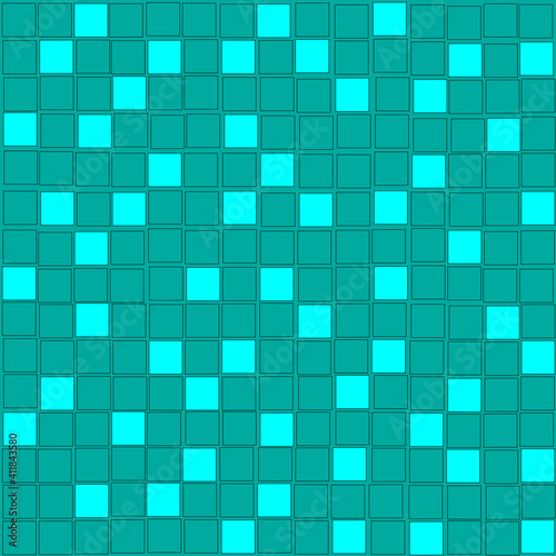 Turquoise and green seamless square mosaic background