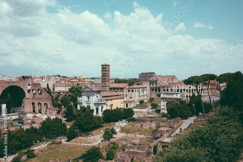 Panoramic view of Roman forum, also known by Forum Romanum