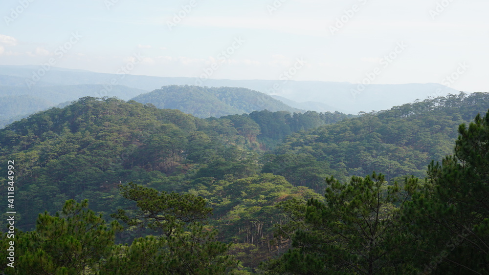 the view from the Cable Car Station in Da Lat, Province La Dong, Vietnam, February