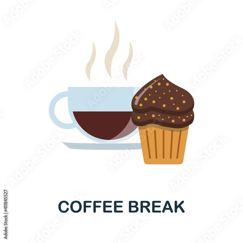 Coffee Break flat icon. Color simple element from coffee collection. Creative Coffee Break icon for web design  templates  infographics and more