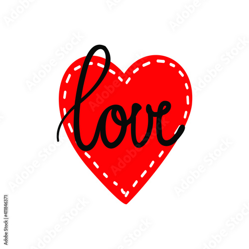 
word love on the red heart.