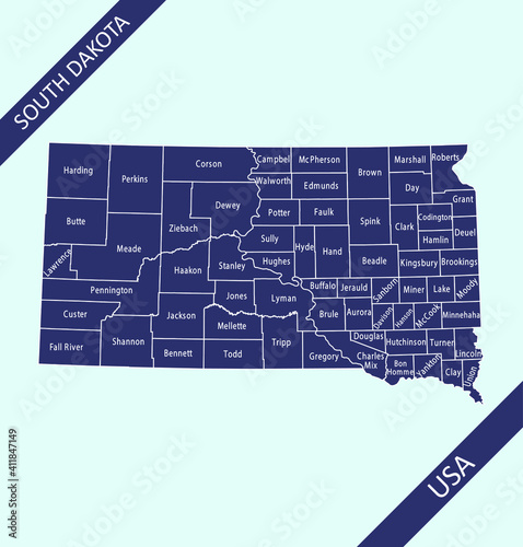 South Dakota counties map labeled photo
