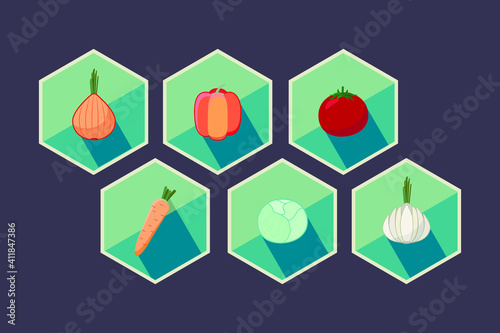 Set of vegetables retro style proper food illustration vector