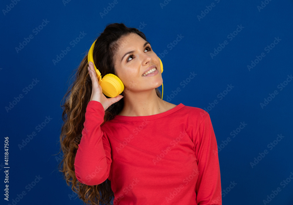 Portrait of beautiful caucasian girl with curly hair Portrait of beautiful caucasian girl with curly hair