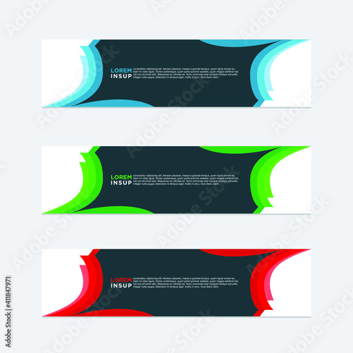 abstract geometric web design banner template isolated on dark grey background