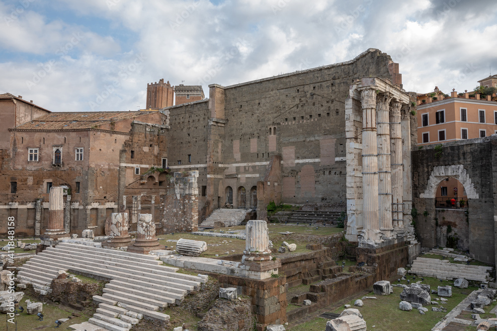 Panoramic view of Temple of Mars Ultor was an ancient sanctuary in Ancient Rome