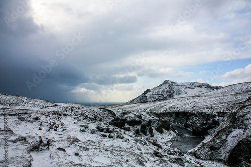 Winter landscape in southern Iceland, Northern Europe