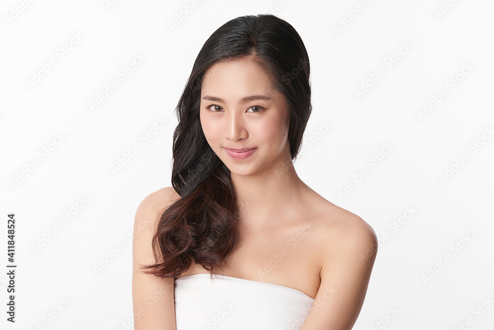 Beautiful young asian woman with clean fresh skin on white background, Face care, Facial treatment, Cosmetology, beauty and spa, Asian women portrait Beautiful young asian woman with clean fresh skin on white background, Face care, Facial treatment, Cosmetology, beauty and spa, Asian women portrait
