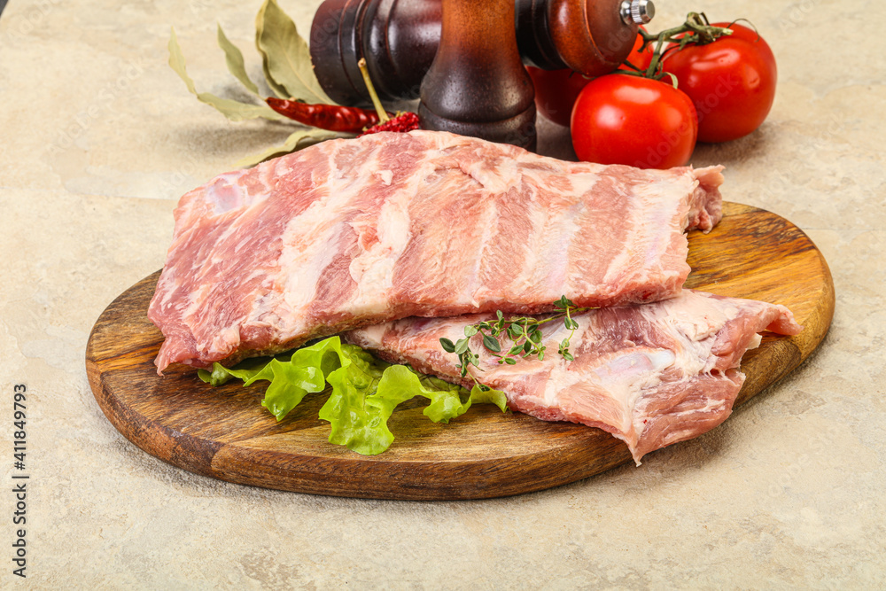 Raw pork ribs for cooking