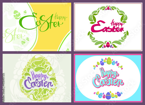 Collection of Easter posters. Beautiful holiday cards.