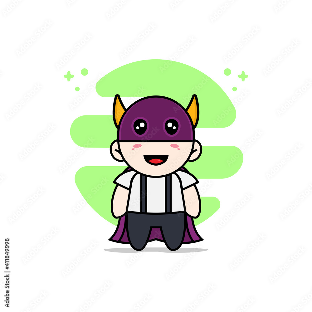 Cute geek boy character wearing superhero costume. Cute geek boy character wearing superhero costume.