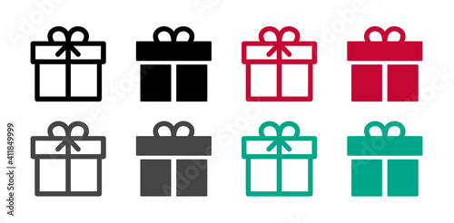 Gift box icon. Set of gift boxes. Gift. Vector illustration.