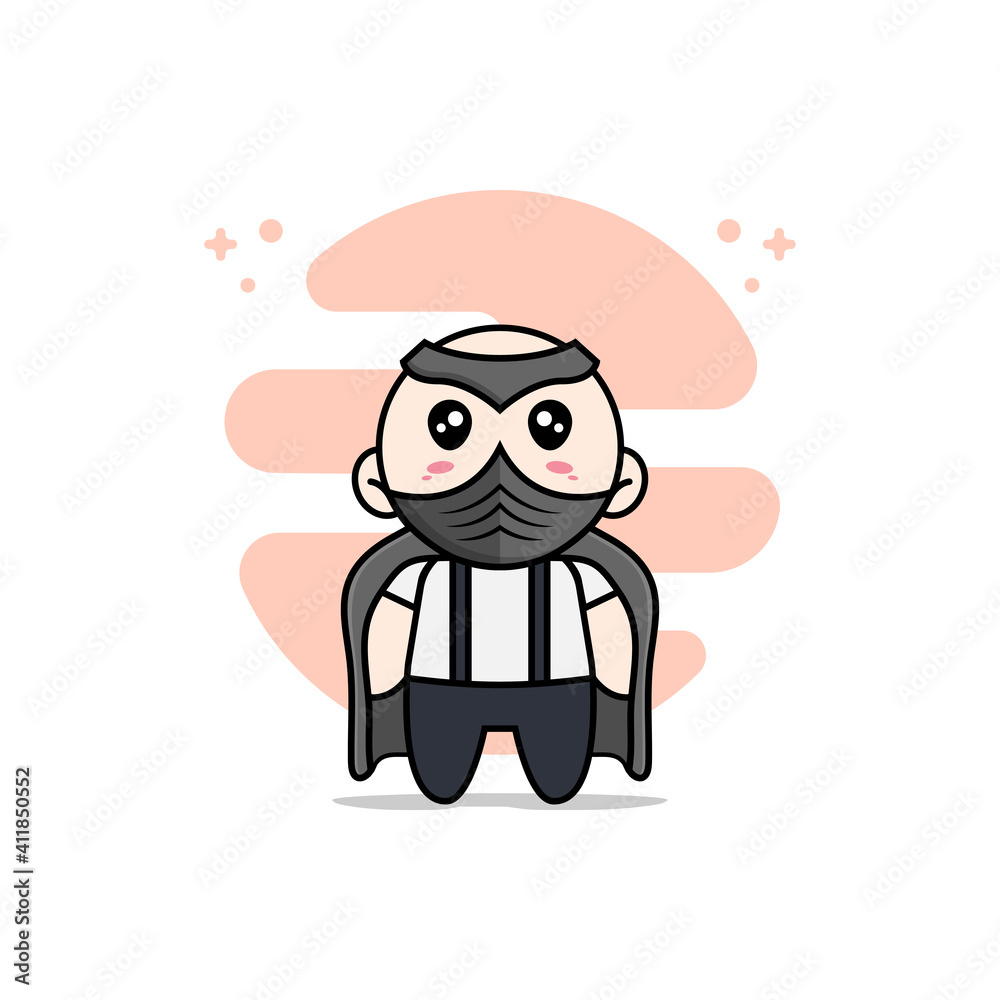 Cute geek boy character wearing superhero costume. Cute geek boy character wearing superhero costume.
