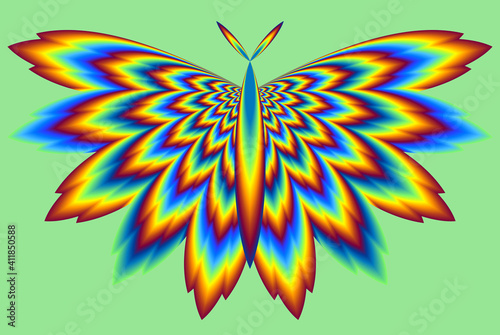 Fire butterfly. Optical illusion of movement.